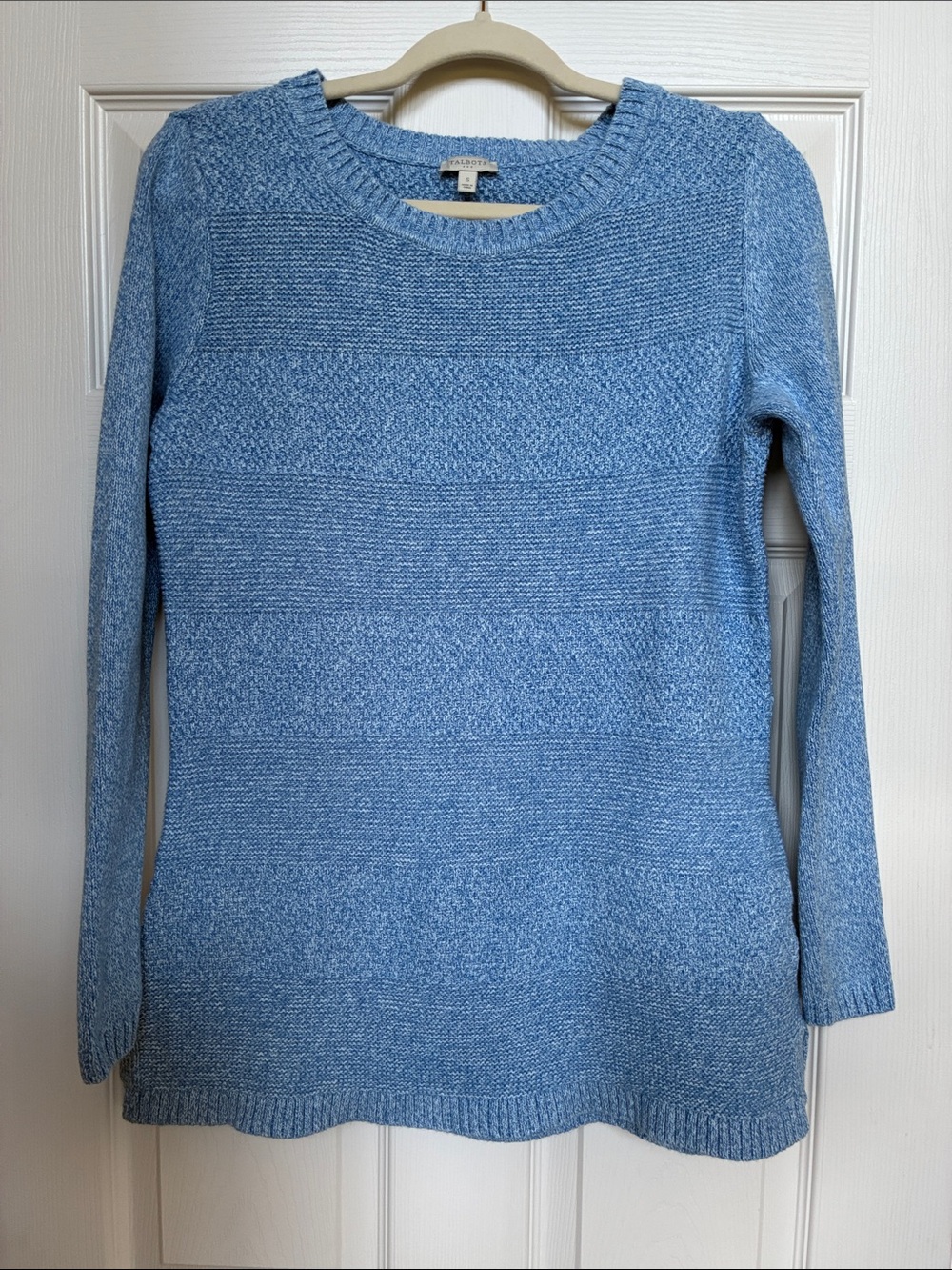 Talbots Light Blue Textured Knit Crewneck Sweater